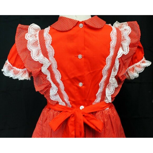 VTG Better Made by Betty Oden Red Dress Girls 6X Full Circle Skirt Polka dot - Picture 7 of 12